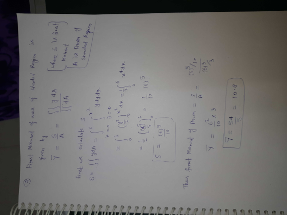 aurea of shaded Region First moment of given by S Y Up RSS = A Slaa where s is first Moment A ie Area of Shaded R first we ca