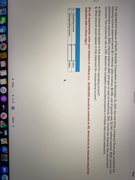 Help The adjusted trial balance of Pacific Scientific Corporation on December 31, 2021, the end of the companys fiscal year,