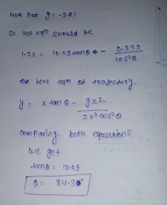 Note pet g=-3.8, So last e Snould be 1. 23o CoS20 Com Parin both eqaa&oos tue get 84.3