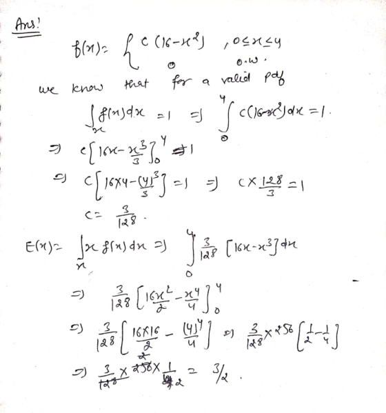 Ans! owi - pc (16-10% ,osuzy C we know that for a valiel pof Jf(nsde el a cciareljelre = 1 9 e[106-333s g c[1684-483 a1 ) (X