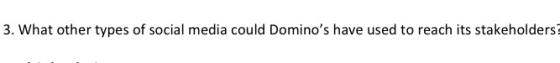 3. What other types of social media could Dominos have used to reach its stakeholders