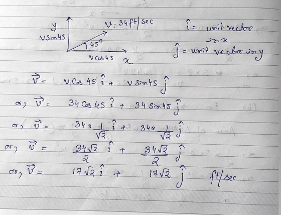 v. 34ff sec ła wit vectos NSys ina رہا j - wit vector iny Ncos 45 B lon Cos 45 û a iv sinks Î any u 34 6s 45 î a 34 Sin 45 ĝ
