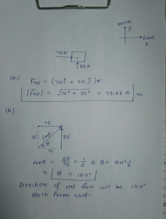 North 75N 75 25 7.5 25 フ5-3 tan e- Direti om of net fore UO; } I be, 18-Y。 Nor th fom eapt. 5-2 尒1-5