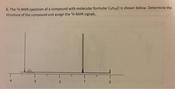 6. The H NMR spectrum of a compound with molecular formular CaH10O is shown below. Determine the structure of the compound a