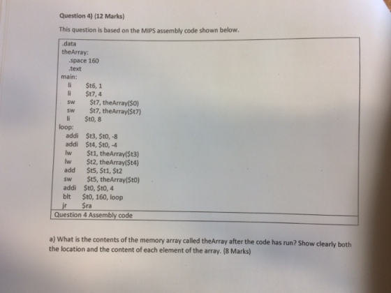 Question 4) (12 Marks) This question is based on t