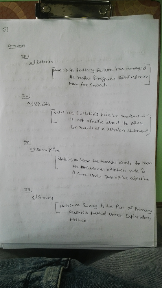 Answers 363) b) Esteem Note : As battery failure has damaged the respect oregands ancest mort have for Product a.) Specific t