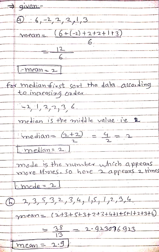 nn.e (6+(-2) 2+2 3 fos median fiust sant the dala alcoding - 2,2,3 4 ian IS the middle value-re- median-2+2 2 mode-5 the.aurw.beィーwhich appeas 2. 2,3,5,3,2 ,3,4, 15, 1,2,34 13