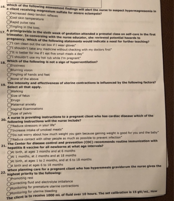 Which of the a client receiving magnesium sulfate for severe eclampsia? ODecreased deep tendon reflexes OCool skin temperatur