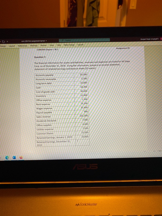 Gurjeet Singh singga? Design Layout com 204 fingestama References Mailings Review View Help Table Design Layout COM204 Chapte
