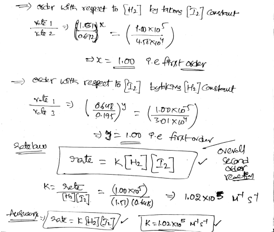 .-) order with respect to [ty] by taking [12] Constant hotel a $1.5518 & 1 1.0x105 rate 2 ? I 4.587404 =>x= 1.00 9.e forstand