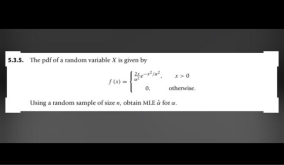 5.3.5. The pdf of a random variable X is given by 6-1/? f (x) = x>0 0, otherwise. Using a random sample of size n, obtain MLE