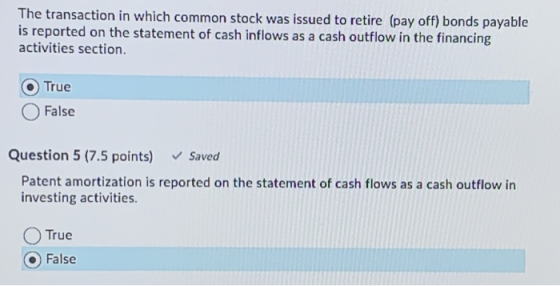 The transaction in which common stock was issued to retire (pay off) bonds payable is reported on the statement of cash inflo