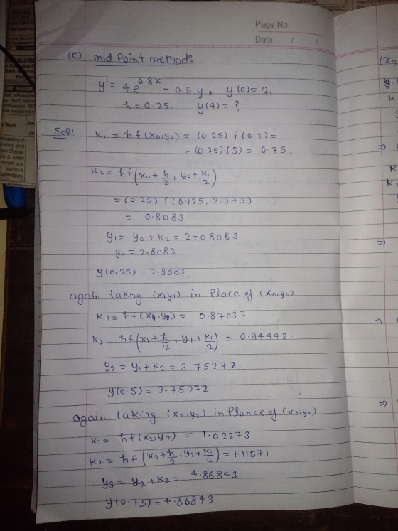Page No: Date (c) mid Point method: (x= SALURU -- B tive PMP 9 Flod Ber ENDOS 2013 OR SHORT Fok Procurer per SWD, Maha mmissi