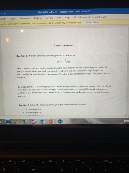 MM204 Tutorial 1a (2) - Protected View - Saved to this PC Design Layout References Mailings Review View Help Tell me what you