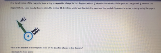 Find the direction of the magnetic force acting on a positive charge for this diagram, where y denotes the velocity of this p