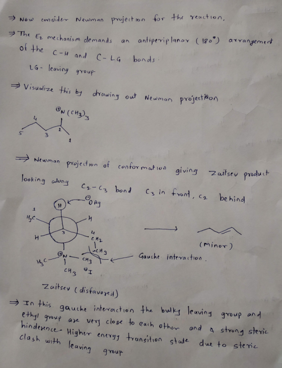 Now consider Newman pruject ion for the reaction an antiperip lanay (180) arrangement FThe Er mechanism demands of the c-H an
