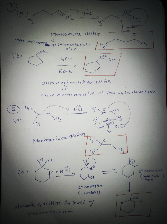 H-I CH3 Markownikaw additiga morp electronegative m ore substituid site CH2 bi HBR ROOR antimarkowni kgwaddition, more electr