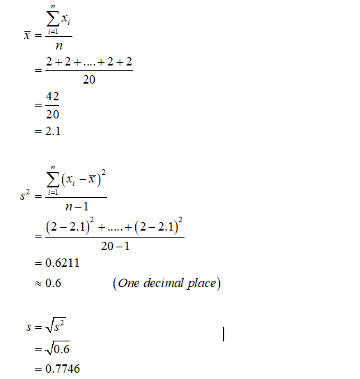 20 42 20 20-1 = 0.6211 0.6 (One decimal place) NS - V0.6 = 0.7746