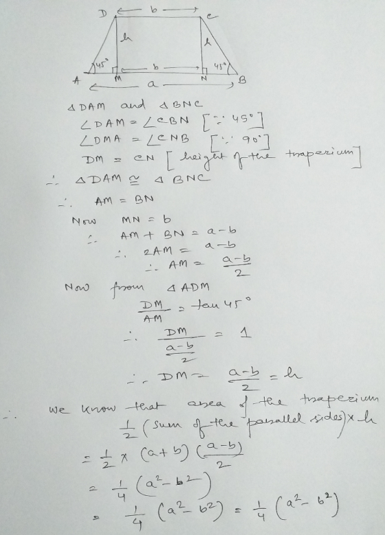 Am a NB ADAM and BNC LDAM=LCBN a. 450] LOMA = LENB 9007 DM = CN [ height of the trap . ADAM & 4 BNC = AM = BNI Now MN = b Amt