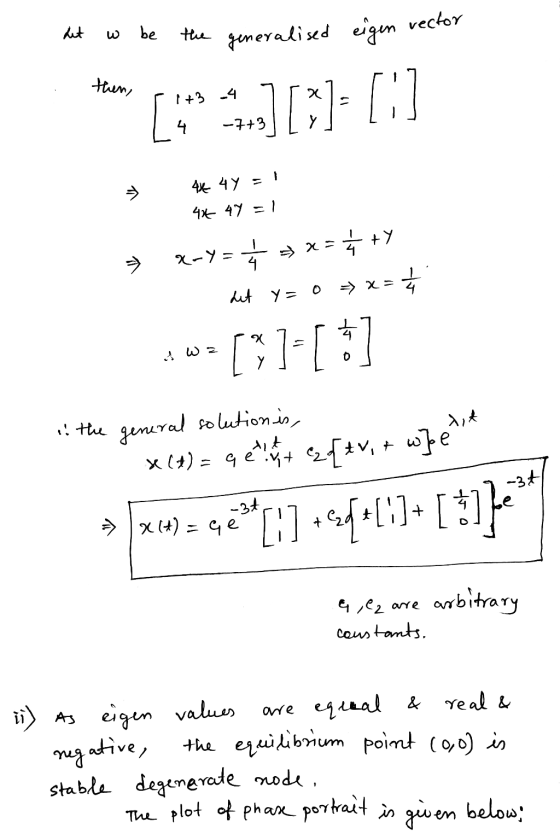 det w be the generalised eigen rector than (1971] [7] [] -7+3 = 4k 4y = ! 4x44 =1 X-Y= > x== +y 1. Let Y= o > x= 1 4 Aw= [7]-