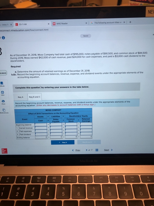 NEW X G The following account ttles w M MHE Reader Ch 1 HW - Intro F X wconnect.mheducation.comitiow/connect.html Saved As of