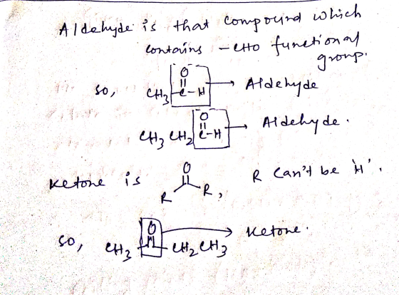 contains Aldehyde is that compound which - Cho functional group. CH₂Fe-H Hallo Aldehyde п, Е. Aldehyde cant be it Ketone is
