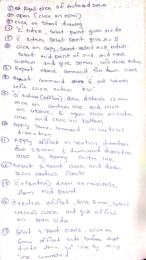 OGM Right click of Autocad 2010 open C click on open] click on start drawing C enter Select point given si Go & c enter, sele