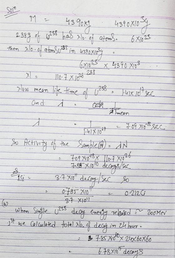 Soin M 439019 4390810 2389 of 6258 has alo. of atoms. 681025 them 210-04 atoms u239 1390218 6X1023 X 4390 X103 110.7 x 1026 H