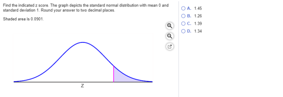 Find the indicated z score. The graph depicts the standard normal distribution with mean 0 and standard deviation 1. Round yo