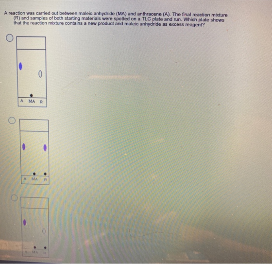 A reaction was carried out between maleic anhydride (MA) and anthracene (A). The final reaction mixture (R) and samples of bo