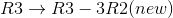 R3\rightarrow R3-3R2(new)