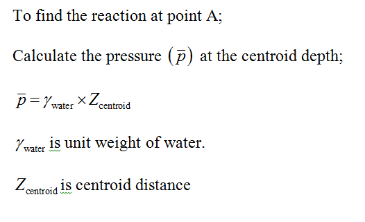 Calculate the pressure (p) at the centroid depth P waterXZcentroid /water is unit weight of water. Zonroid is centroid distan