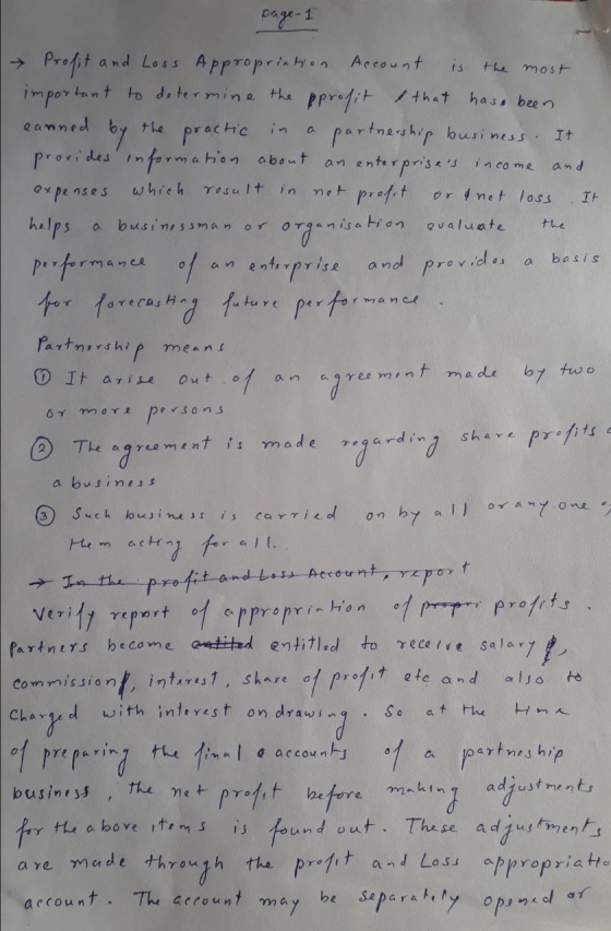 page-1 | Profit and Loss Appropriation Account is the most important to determine the pprofit that has been canned by the pra
