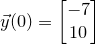 \small \vec y(0)=\begin{bmatrix} -7\\ 10 \end{bmatrix}