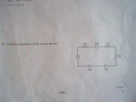 Image for 18. Find the impedance of the circuit shown. Show full work to solve, thanks