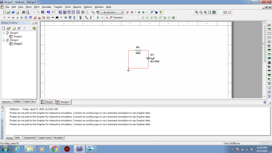 Design2 - Multisim - [Design2*] Eile Edit View Place MCU Simulate Transfer Tools Reports Options Window Help B BW 6 % @ 7.9 m