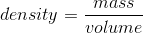 mdss density = volume