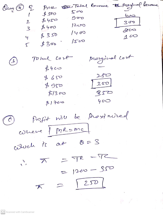 Revenue Quer a 오 2 Price ha Total Revenue to to marginal $500 5oo 400 goo $450 300 $400 1400 200 $300 15.00 1200 - 3 4 $350 1