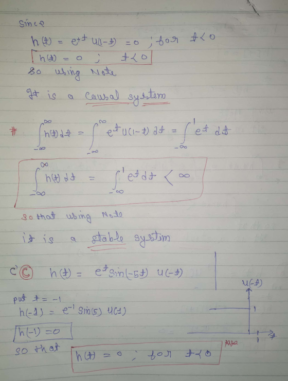 since h (t) = ett U-1) = 0; for to Tht zo | trol so ubing Note It is a causal system And a lectu cr-t at = (et det I had at -