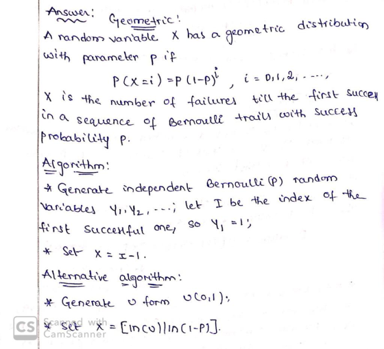 distribut X is the number of tai Answer: Geometric! A random variable x has a geomet with parameter p if PCX 2i) =P (1-pji i