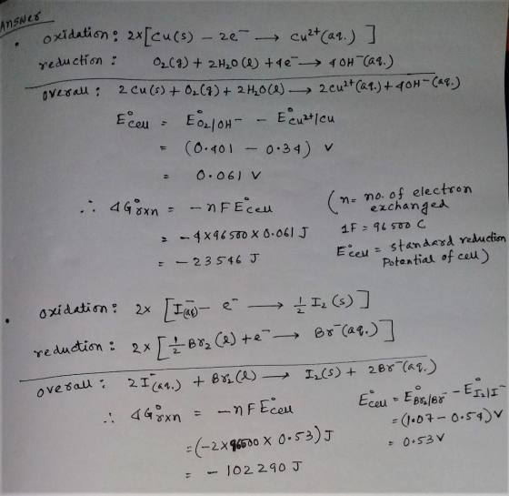 oxidation: 2x[Cu(s)-2e--> cu2+Cat.) ] 2.cu (0.401-034) v - O.06) V no. of electron exchanged、 Potantiat of ceu al) ca/En. -10