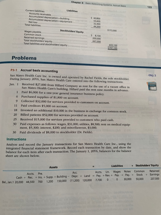 Chapter 3 Basic Accounting Systems Accrual Bass 133 Uabilities Current liabilities Accounts receivable.......... Accumulated