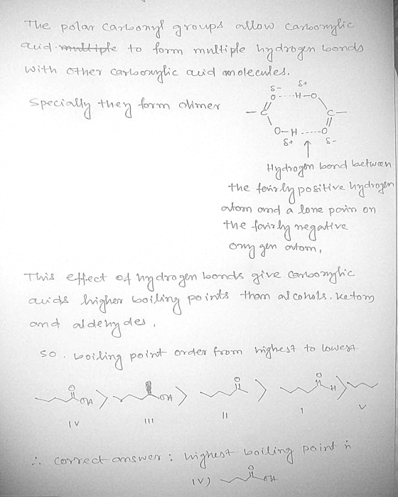 The polar Carbonyl groups allow carbonzlic and multiple to form multiple hydrogen bonds with other cartoonrylic and molecules