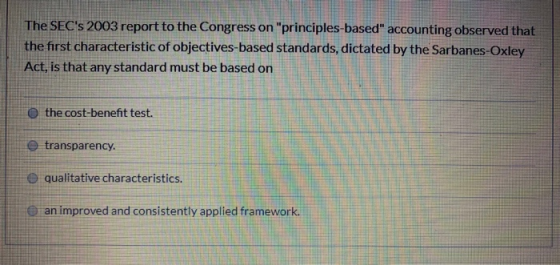 The SECs 2003 report to the Congress on principles-based accounting observed that the first characteristic of objectives-b