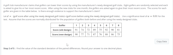A golf club manufacturer claims that golfers can lower their scores by using the manufacturers newly designed golf clubs. Ei