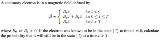 A stationary electron is in a magnetic field defin