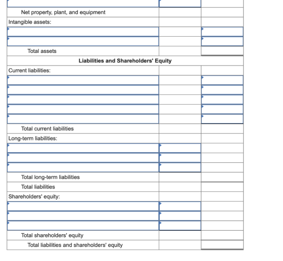 Net property, plant, and equipment Intangible assets: Total assets Liabilities and Shareholders Equity Current liabilities: