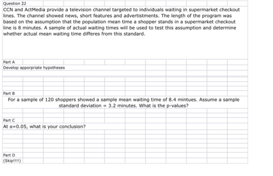 Question 22 CCN and ActMedia provide a television channel targeted to individuals waiting in supermarket checkout lines. The