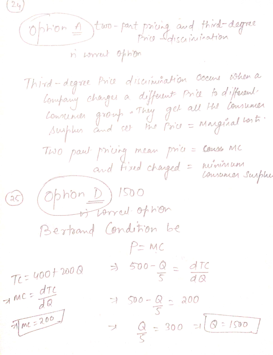 24 Copron A two- part pring and third-degree Price discrimination n correct option Third-degree Price discrimination occurs w