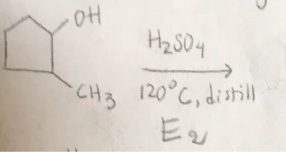 A OH H₂SO4 CH₃ 120°C, distill
